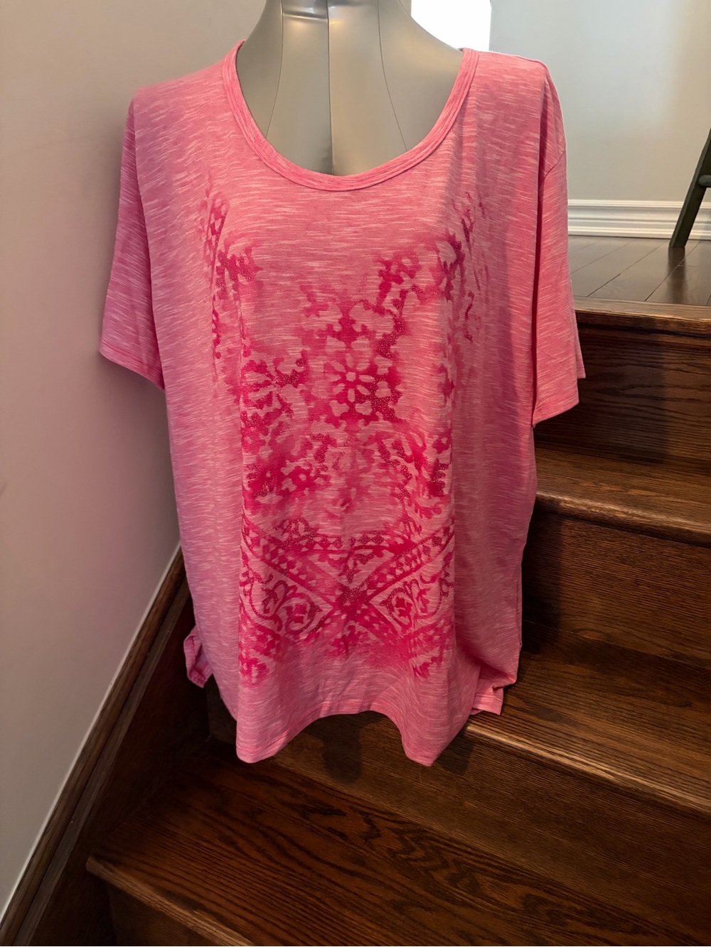 Just My Size Pink Short-Sleeve Printed Top